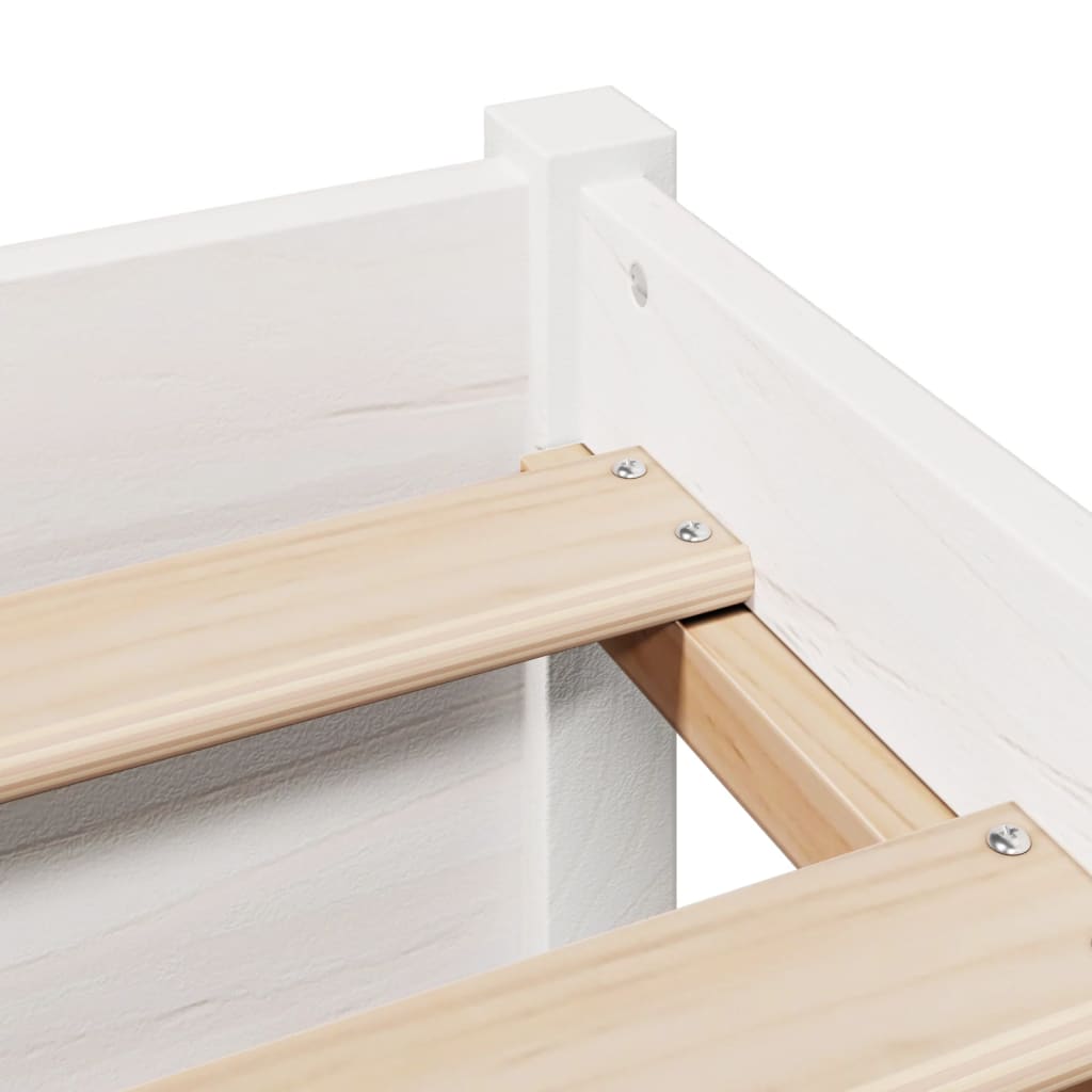 Lit bibliothèque sans matelas blanc 90x200cm bois de pin massif - XIOS