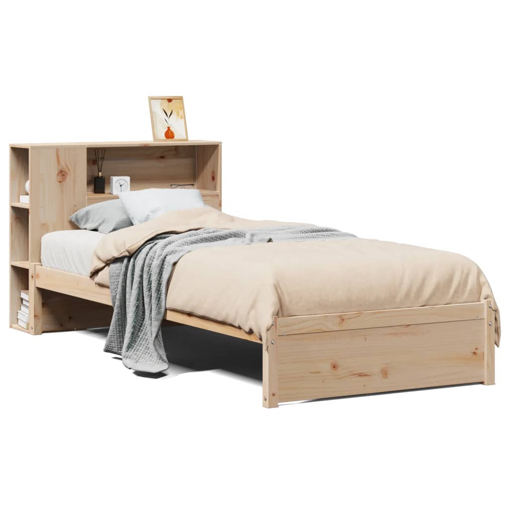 Lit bibliothèque sans matelas 100x200 cm bois massif de pin - XIOS