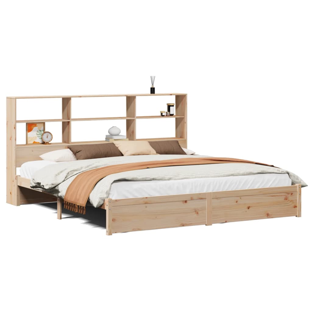 Lit bibliothèque sans matelas 180x200 cm bois massif de pin - XIOS