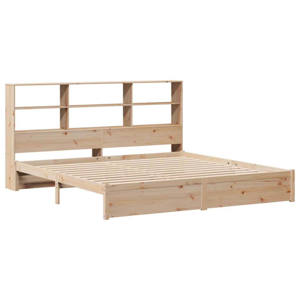 Lit bibliothèque sans matelas 180x200 cm bois massif de pin - XIOS