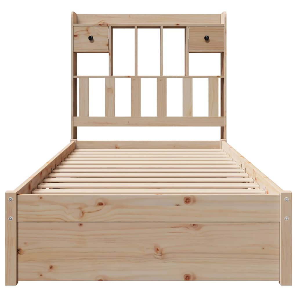 Lit bibliothèque sans matelas 75x190 cm bois de pin massif - XIOS