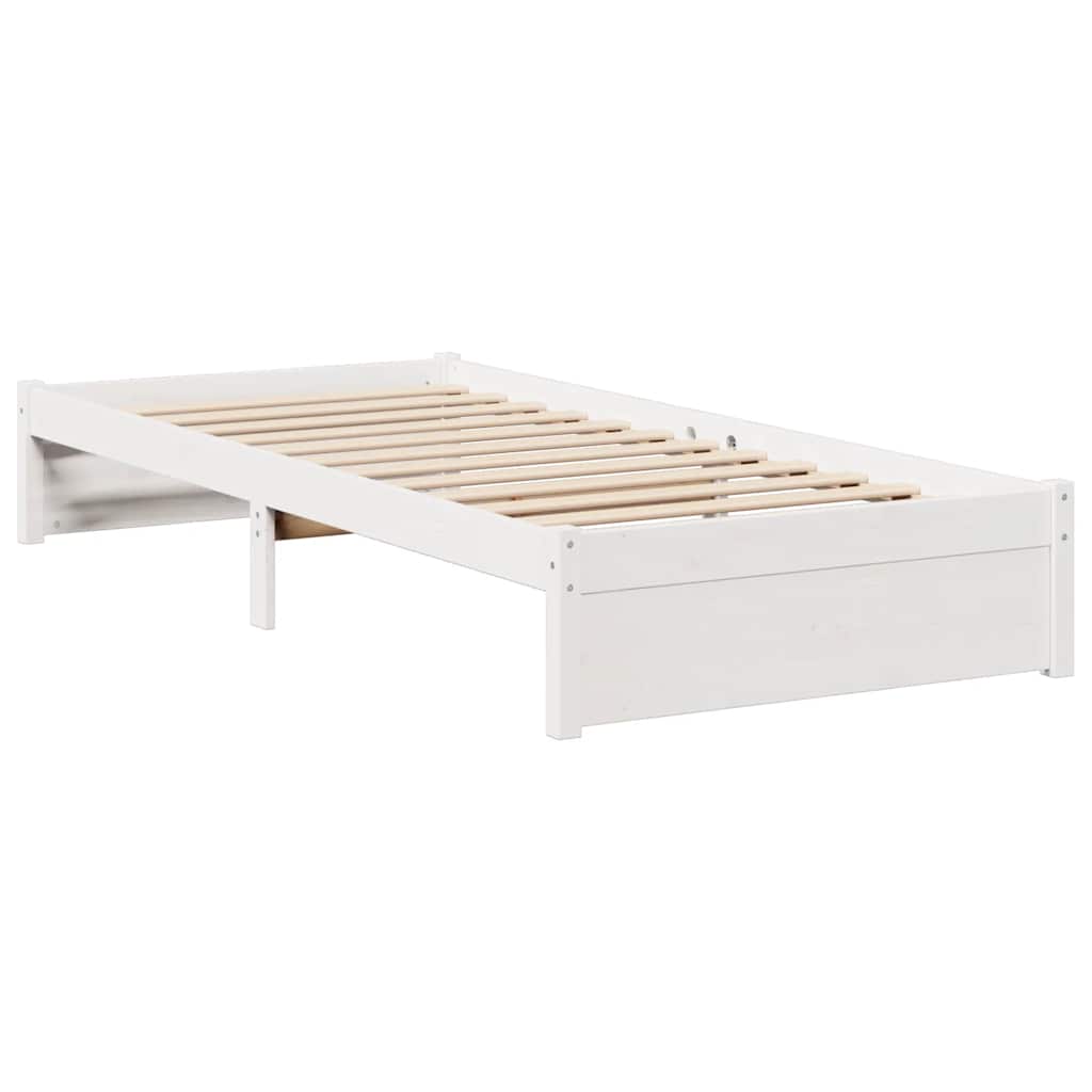 Lit bibliothèque sans matelas blanc 75x190cm bois de pin massif - XIOS