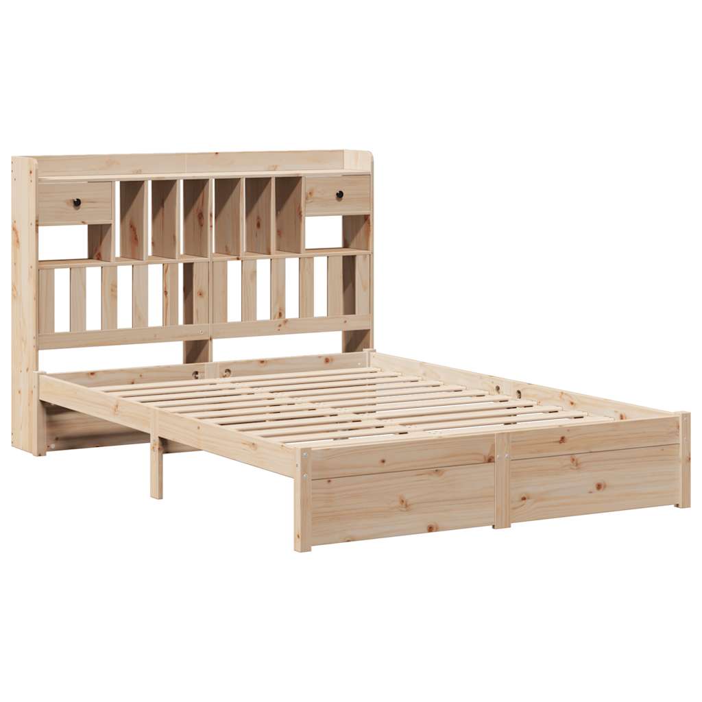 Lit bibliothèque sans matelas 150x200 cm bois massif de pin - XIOS