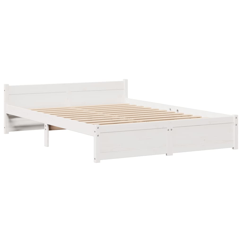 Lit bibliothèque sans matelas blanc 140x200 cm bois pin massif - XIOS