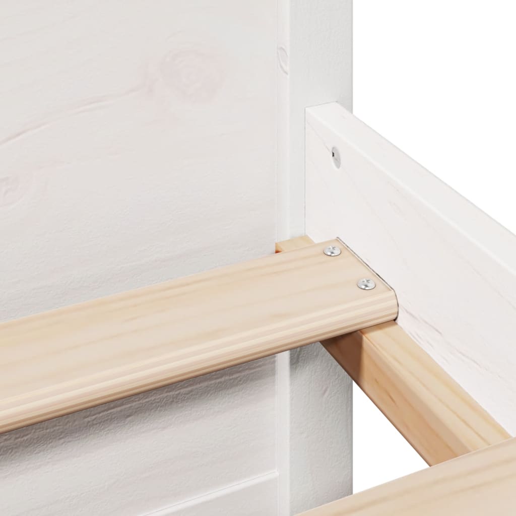 Lit bibliothèque sans matelas blanc 150x200 cm bois pin massif - XIOS
