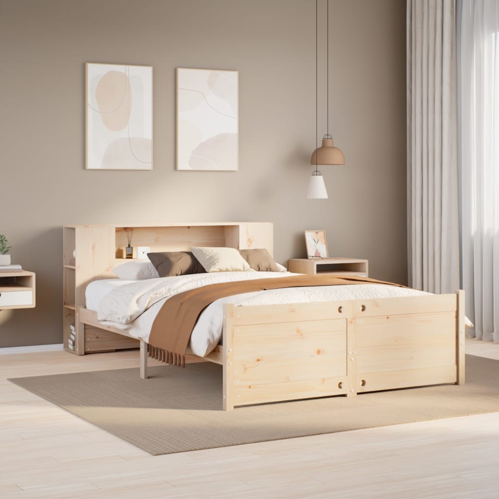 Lit bibliothèque sans matelas 160x200 cm bois massif de pin - XIOS