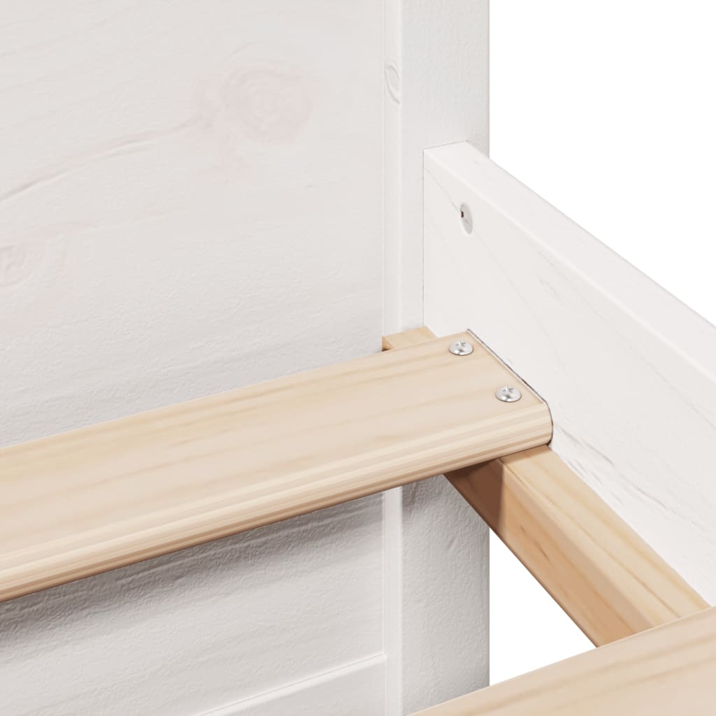 Lit bibliothèque sans matelas blanc 200x200 cm bois pin massif - XIOS