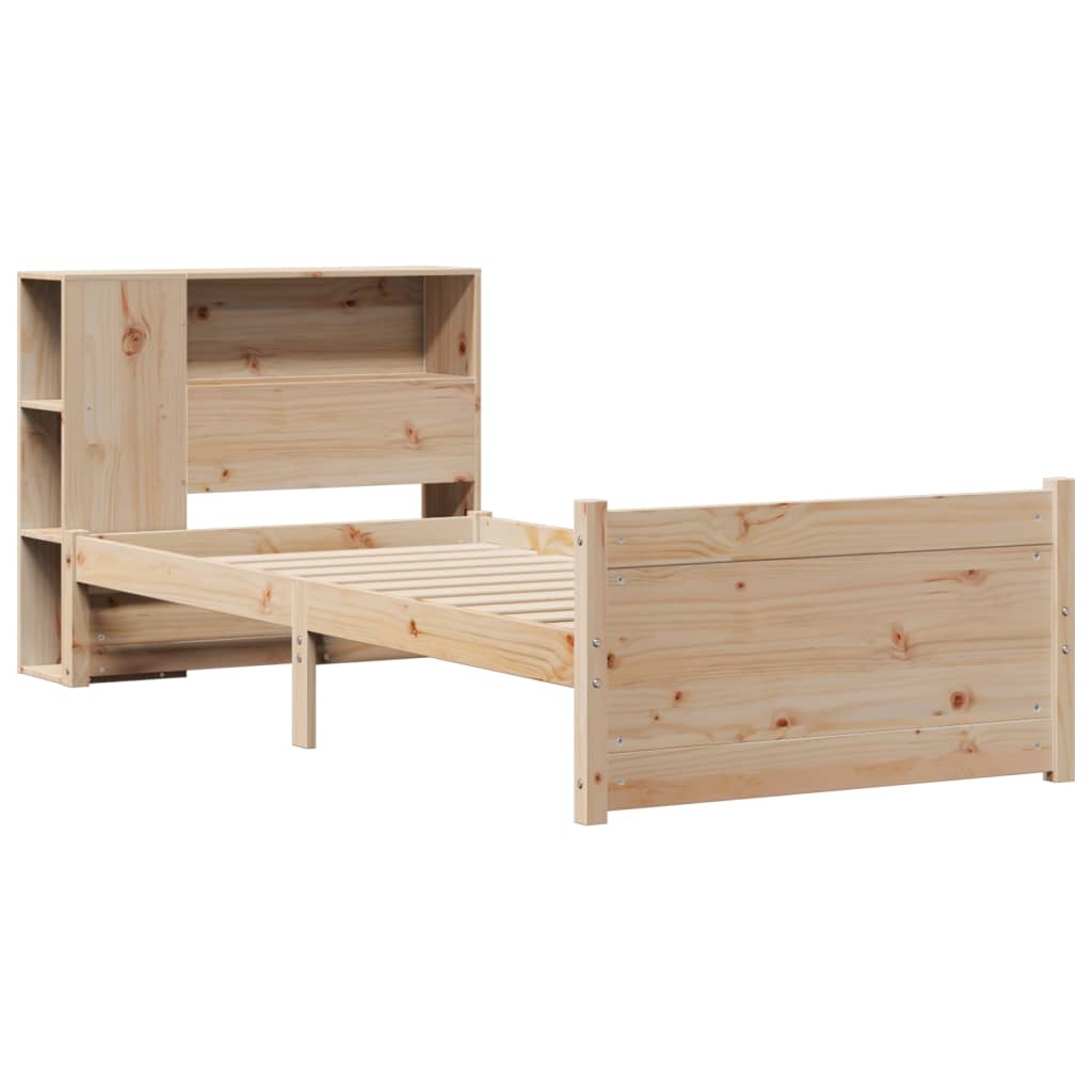 Lit bibliothèque sans matelas 75x190 cm bois de pin massif - XIOS