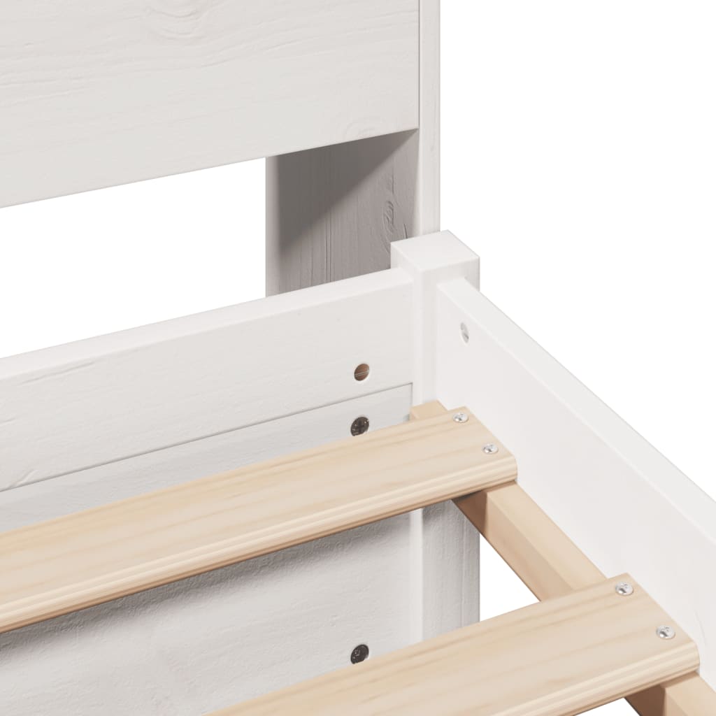 Lit bibliothèque sans matelas blanc 90x190cm bois de pin massif - XIOS