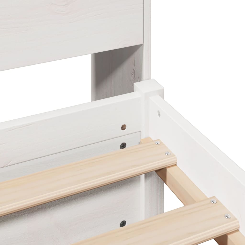 Lit bibliothèque sans matelas blanc 90x200cm bois de pin massif - XIOS