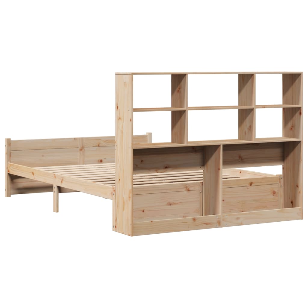 Lit bibliothèque sans matelas 120x190 cm bois de pin massif - XIOS