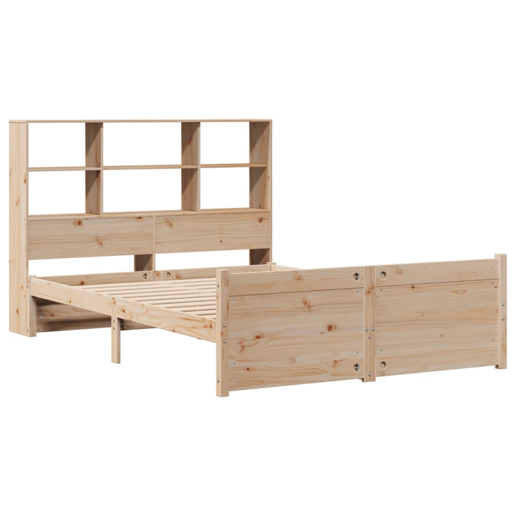Lit bibliothèque sans matelas 140x190 cm bois de pin massif - XIOS