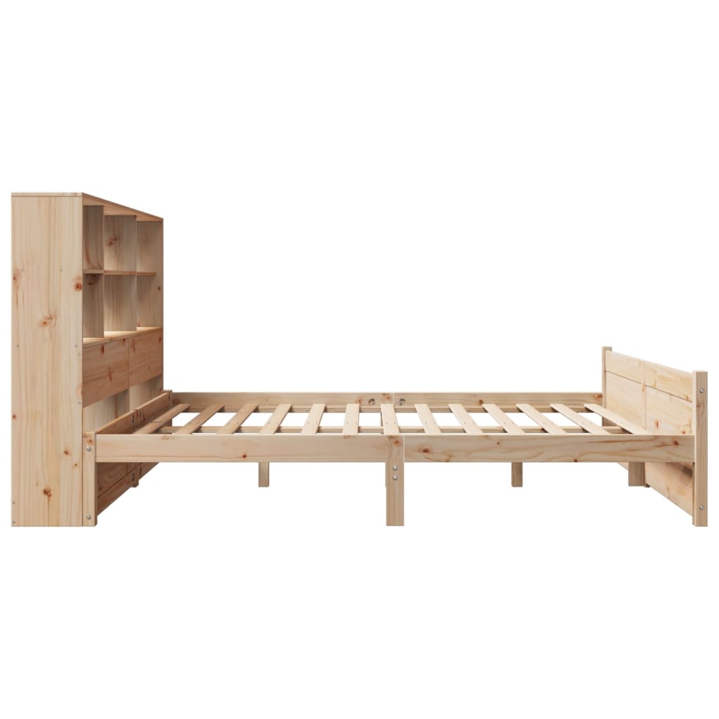 Lit bibliothèque sans matelas 120x200 cm bois de pin massif - XIOS