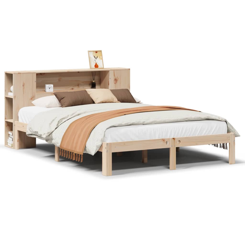 Lit bibliothèque sans matelas 120x190 cm bois de pin massif - XIOS