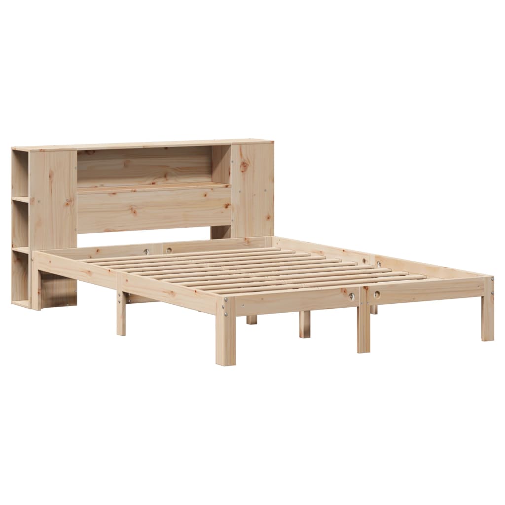 Lit bibliothèque sans matelas 120x190 cm bois de pin massif - XIOS