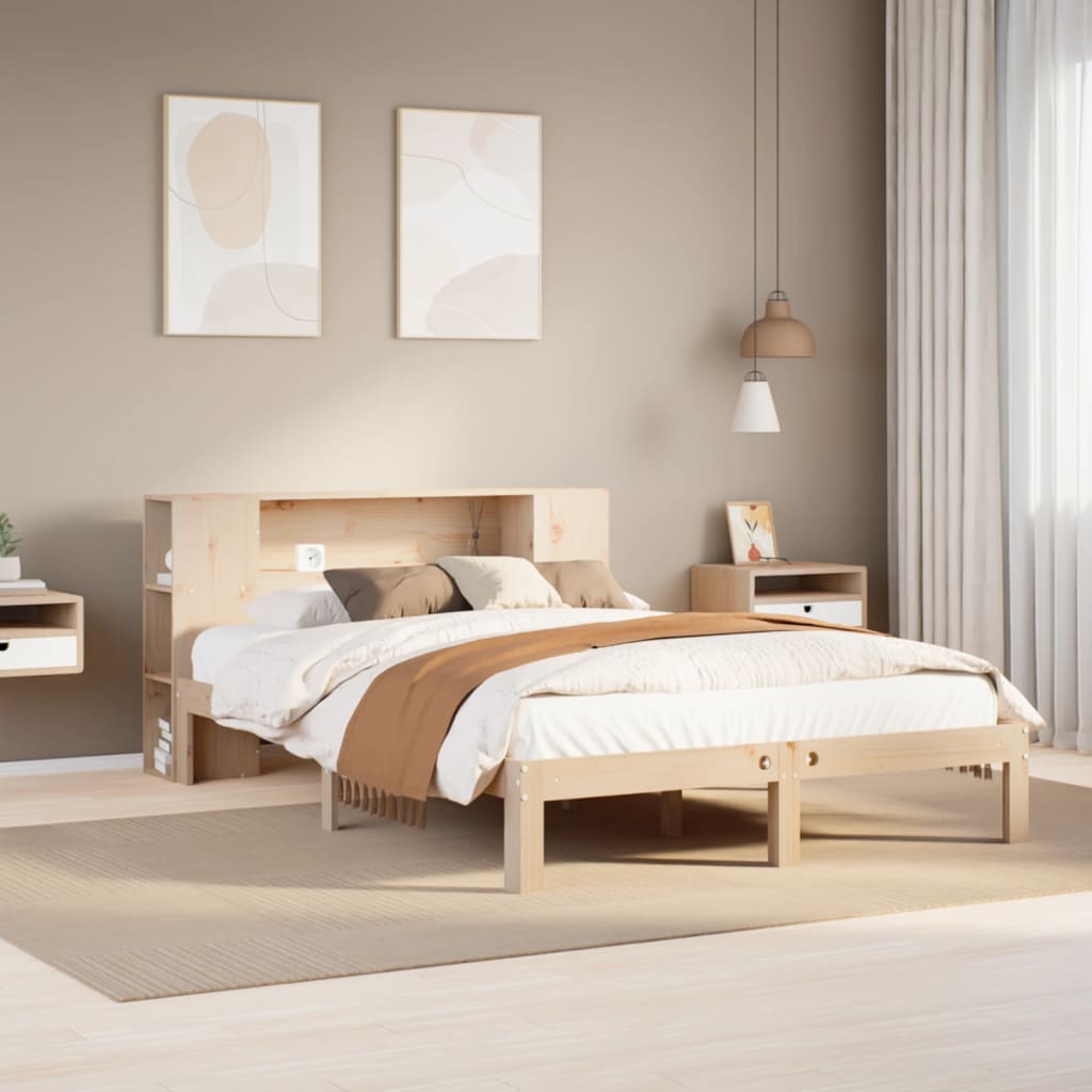 Lit bibliothèque sans matelas 120x190 cm bois de pin massif - XIOS