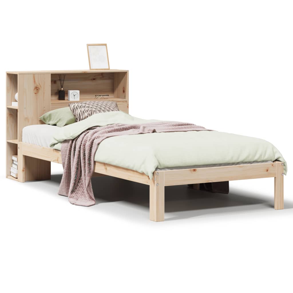 Lit bibliothèque sans matelas 75x190 cm bois de pin massif - XIOS