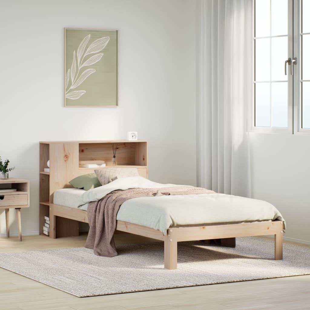 Lit bibliothèque sans matelas 75x190 cm bois de pin massif - XIOS