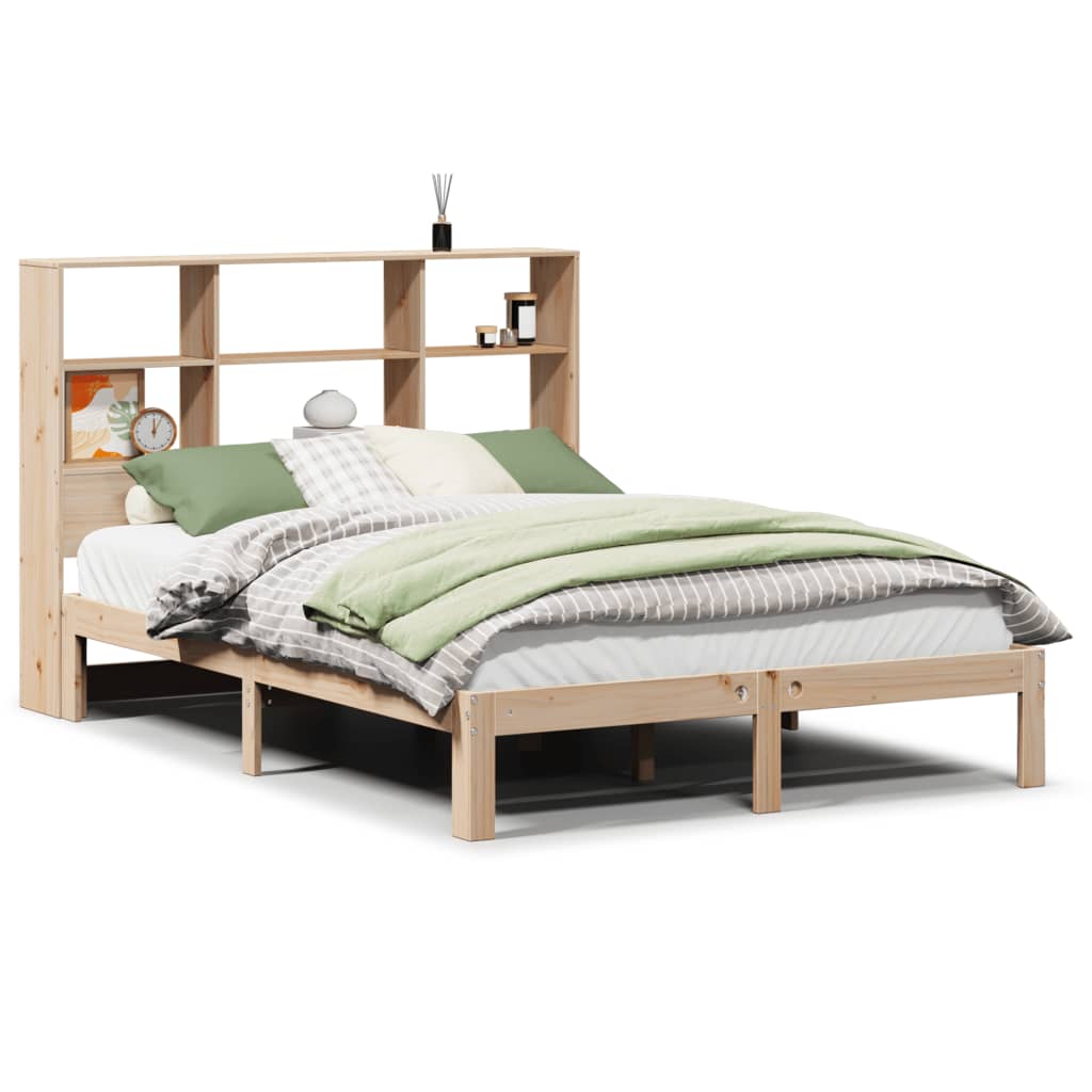 Lit bibliothèque sans matelas 120x190 cm bois de pin massif - XIOS