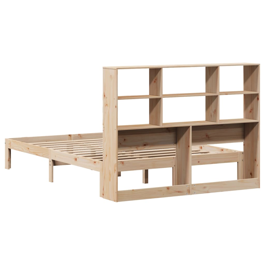 Lit bibliothèque sans matelas 120x190 cm bois de pin massif - XIOS