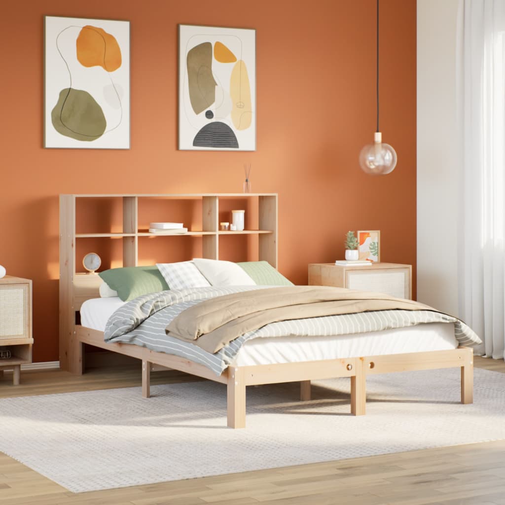Lit bibliothèque sans matelas 120x190 cm bois de pin massif - XIOS