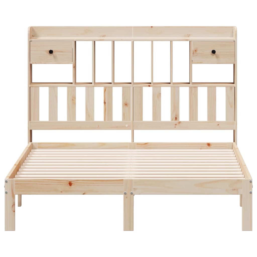 Lit bibliothèque sans matelas 135x190 cm bois de pin massif - XIOS