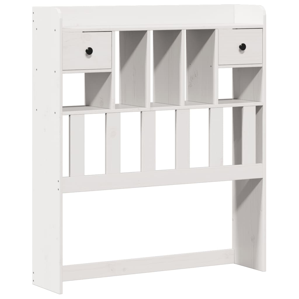 Lit bibliothèque sans matelas blanc 90x200cm bois de pin massif - XIOS