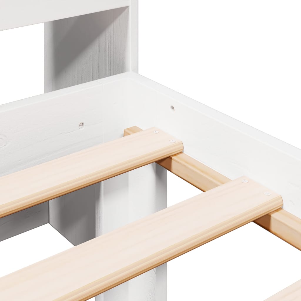 Lit bibliothèque sans matelas blanc 90x200cm bois de pin massif - XIOS