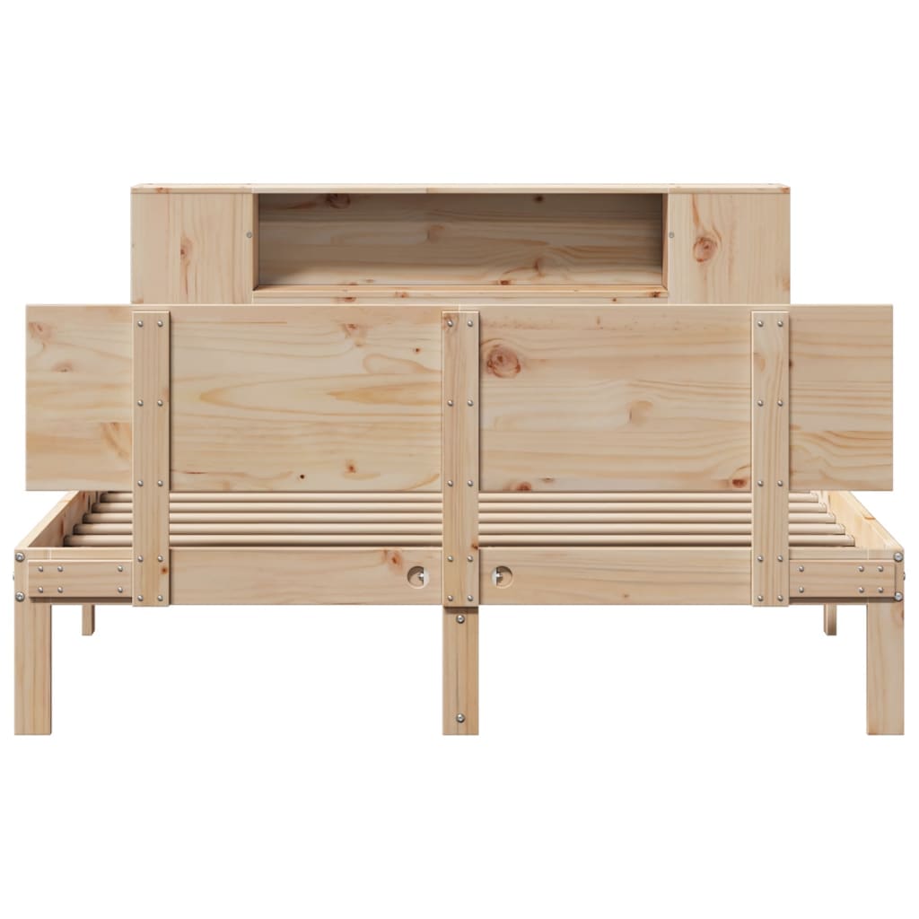 Lit bibliothèque sans matelas 135x190 cm bois de pin massif - XIOS