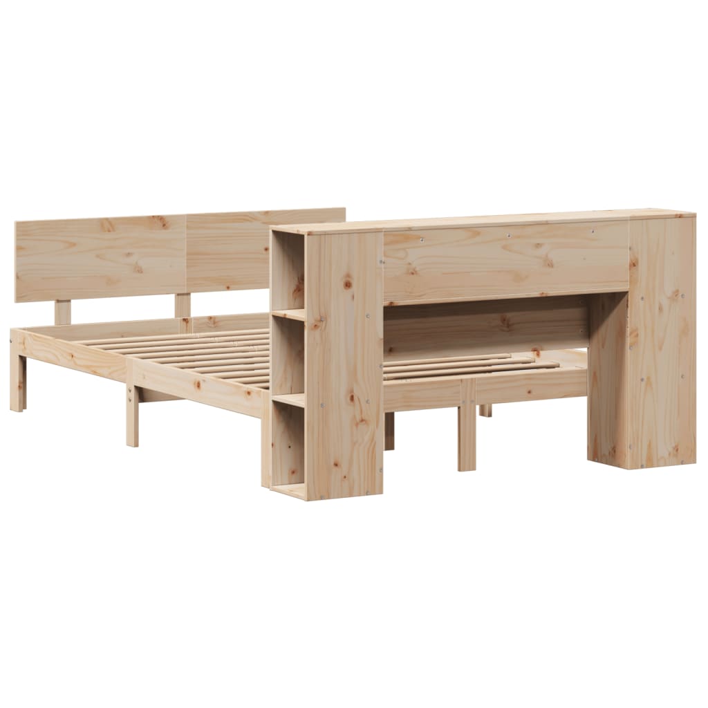 Lit bibliothèque sans matelas 135x190 cm bois de pin massif - XIOS