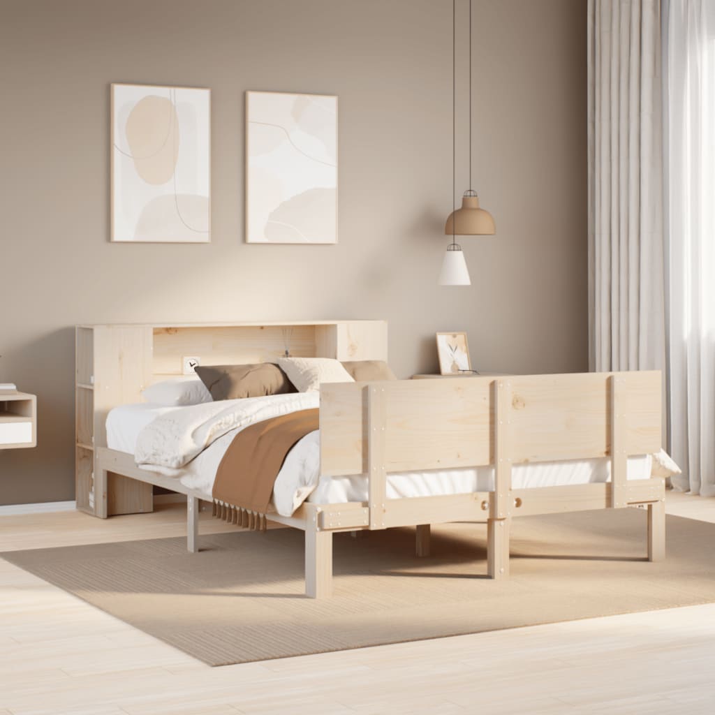 Lit bibliothèque sans matelas 135x190 cm bois de pin massif - XIOS