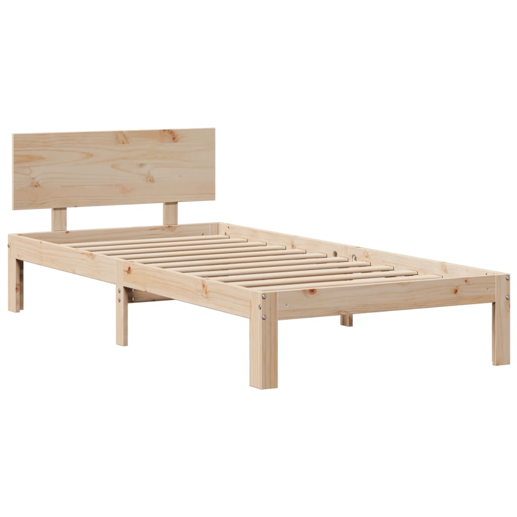 Lit bibliothèque sans matelas 140x200 cm bois massif de pin - XIOS