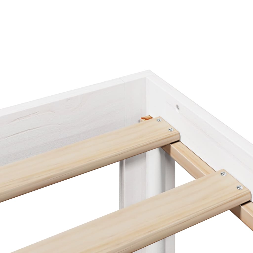 Lit bibliothèque sans matelas blanc 160x200 cm bois pin massif