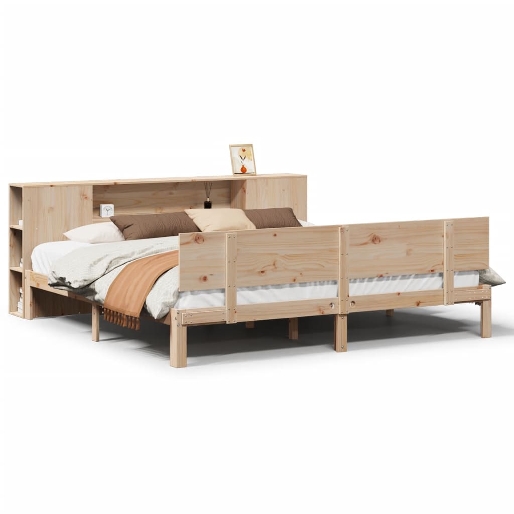 Lit bibliothèque sans matelas 180x200 cm bois massif de pin - XIOS