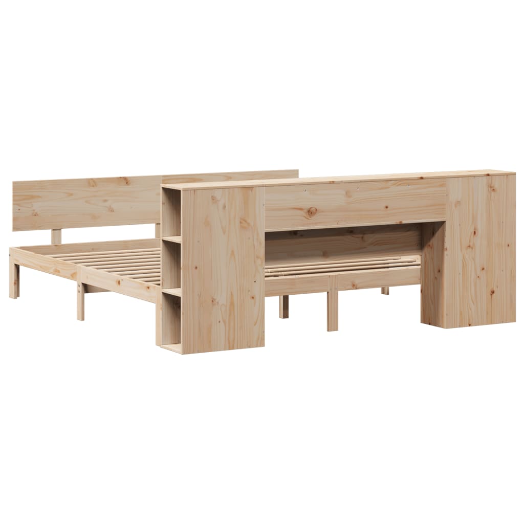 Lit bibliothèque sans matelas 180x200 cm bois massif de pin - XIOS