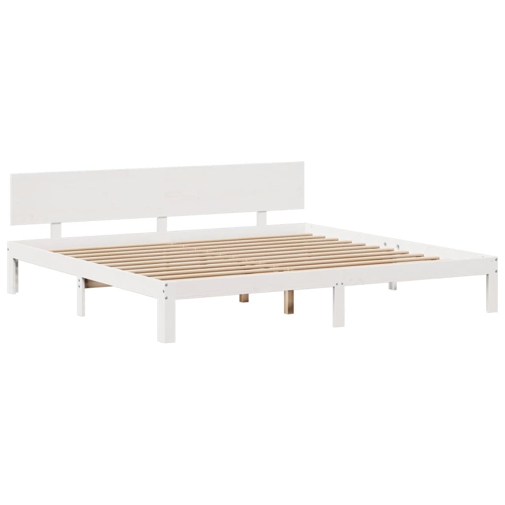 Lit bibliothèque sans matelas blanc 180x200 cm bois pin massif - XIOS