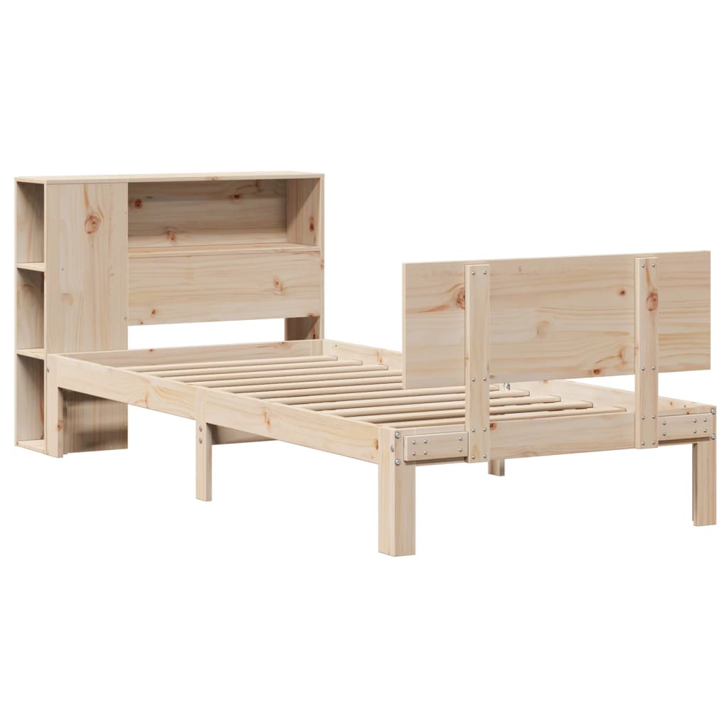 Lit bibliothèque sans matelas 90x190 cm bois de pin massif - XIOS