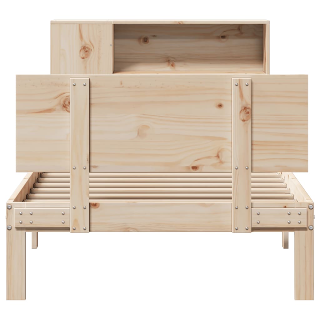 Lit bibliothèque sans matelas 90x190 cm bois de pin massif - XIOS