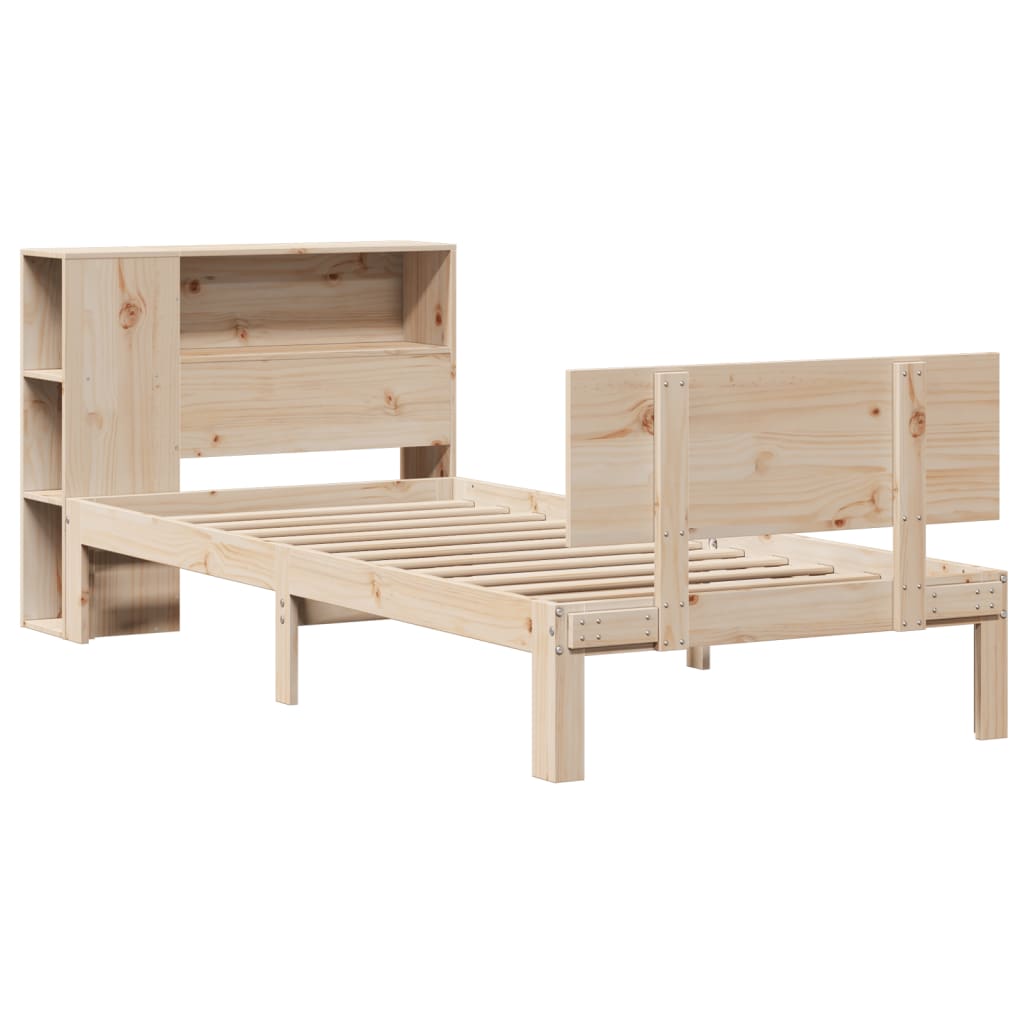 Lit bibliothèque sans matelas 100x200 cm bois massif de pin - XIOS