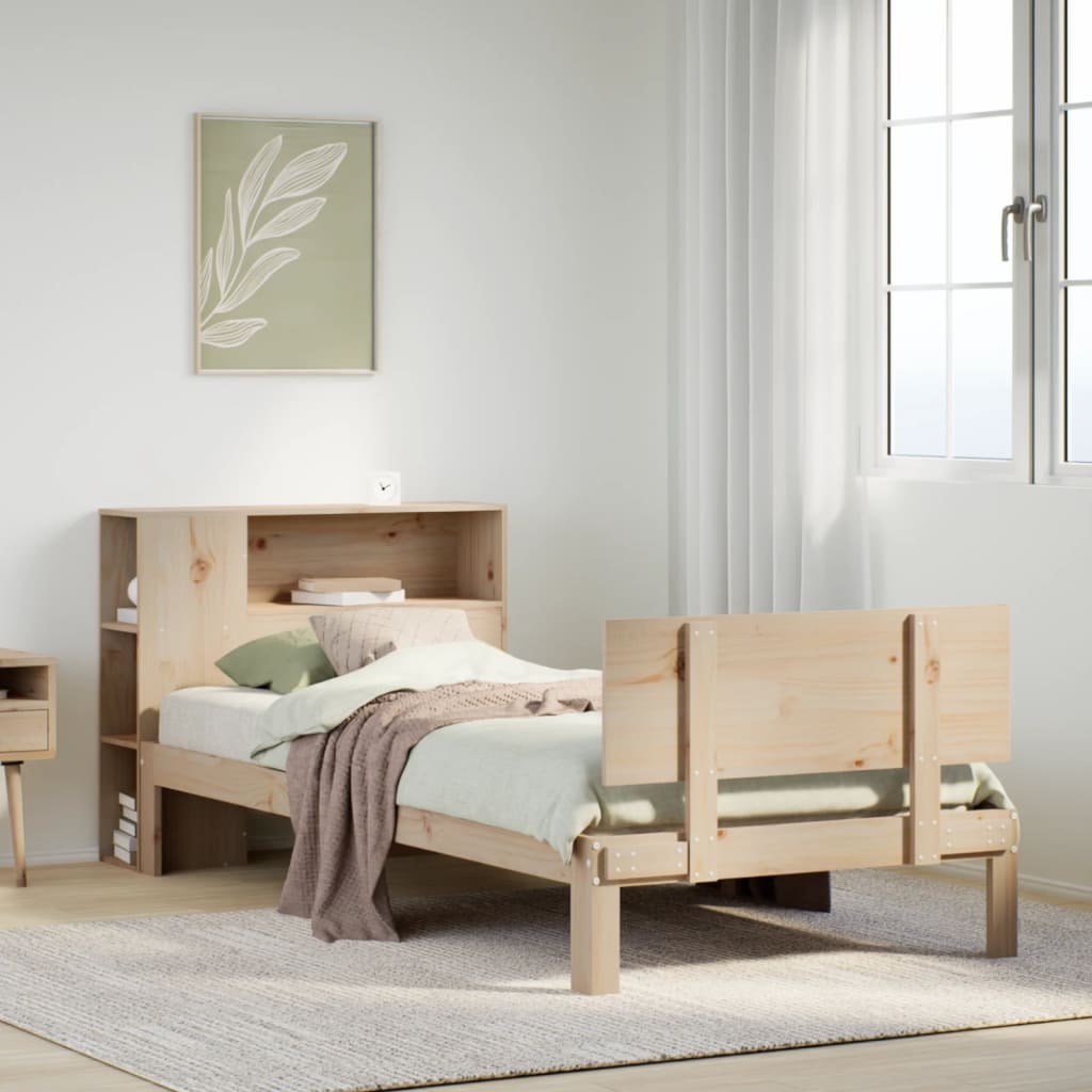 Lit bibliothèque sans matelas 100x200 cm bois massif de pin - XIOS