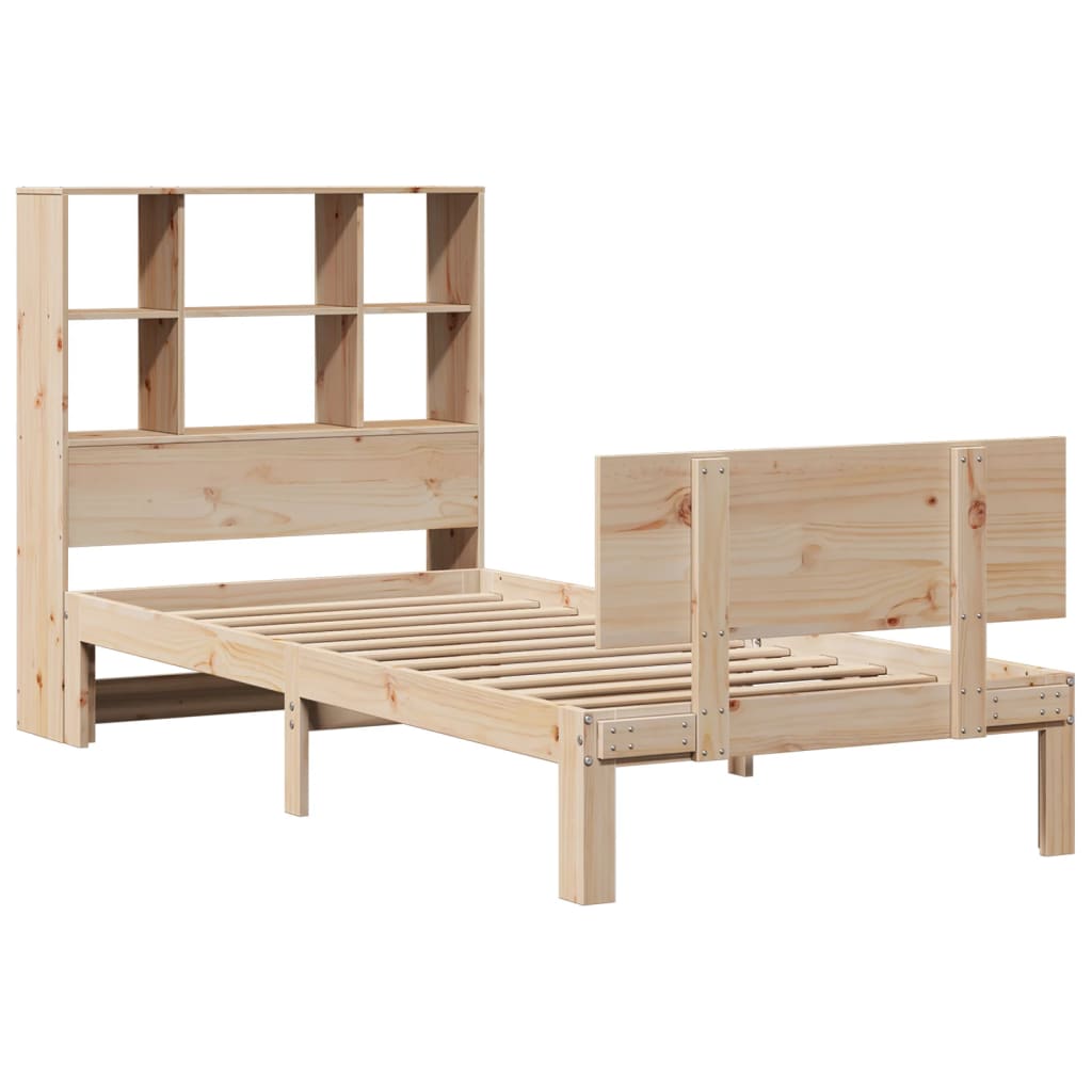 Lit bibliothèque sans matelas 90x190 cm bois de pin massif - XIOS