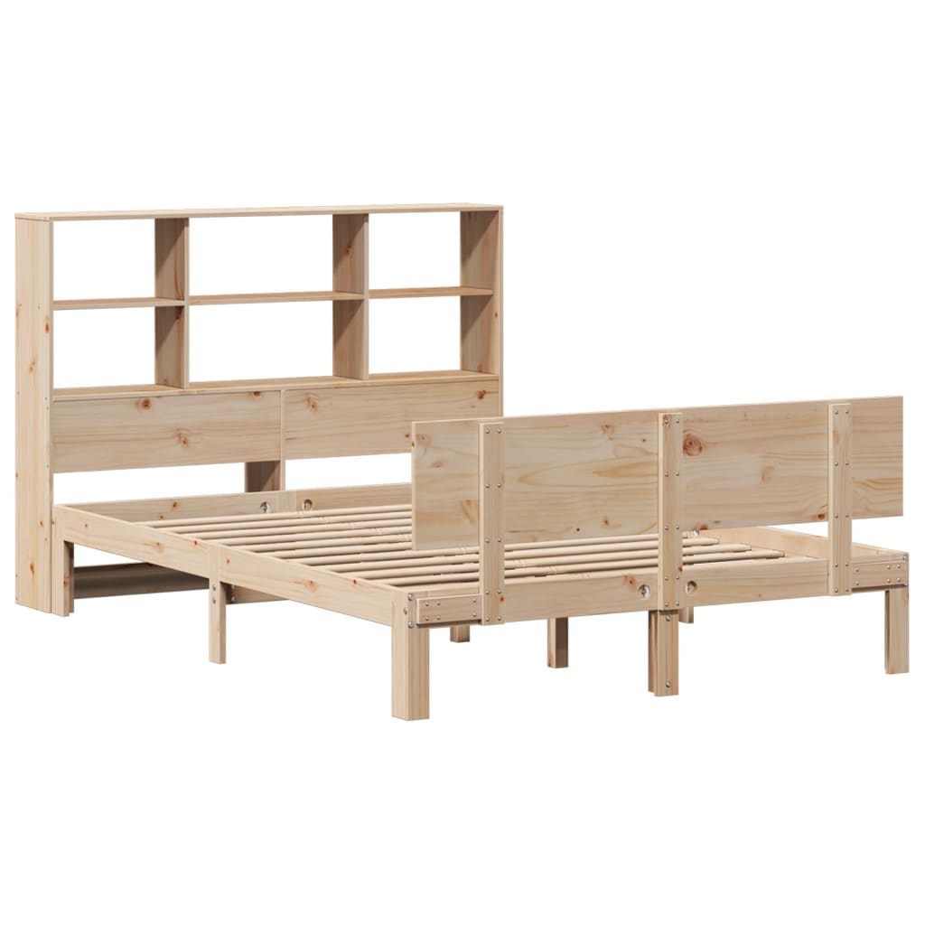Lit bibliothèque sans matelas 120x190 cm bois de pin massif - XIOS