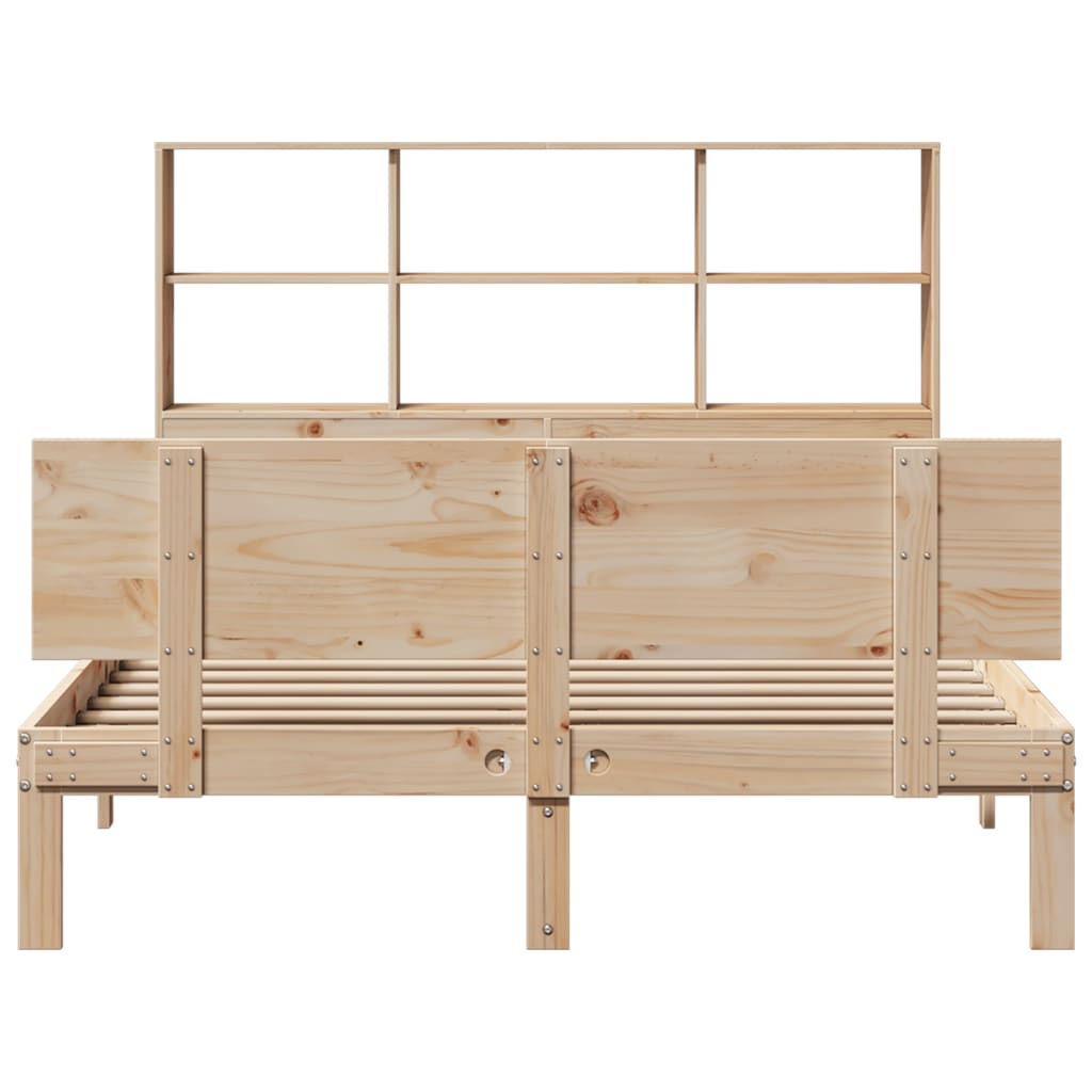 Lit bibliothèque sans matelas 120x190 cm bois de pin massif - XIOS