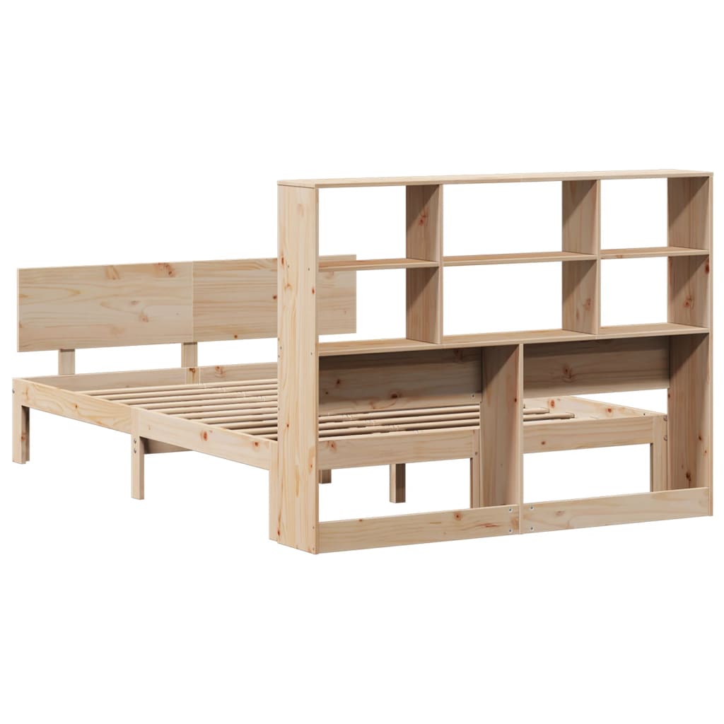 Lit bibliothèque sans matelas 140x190 cm bois de pin massif - XIOS