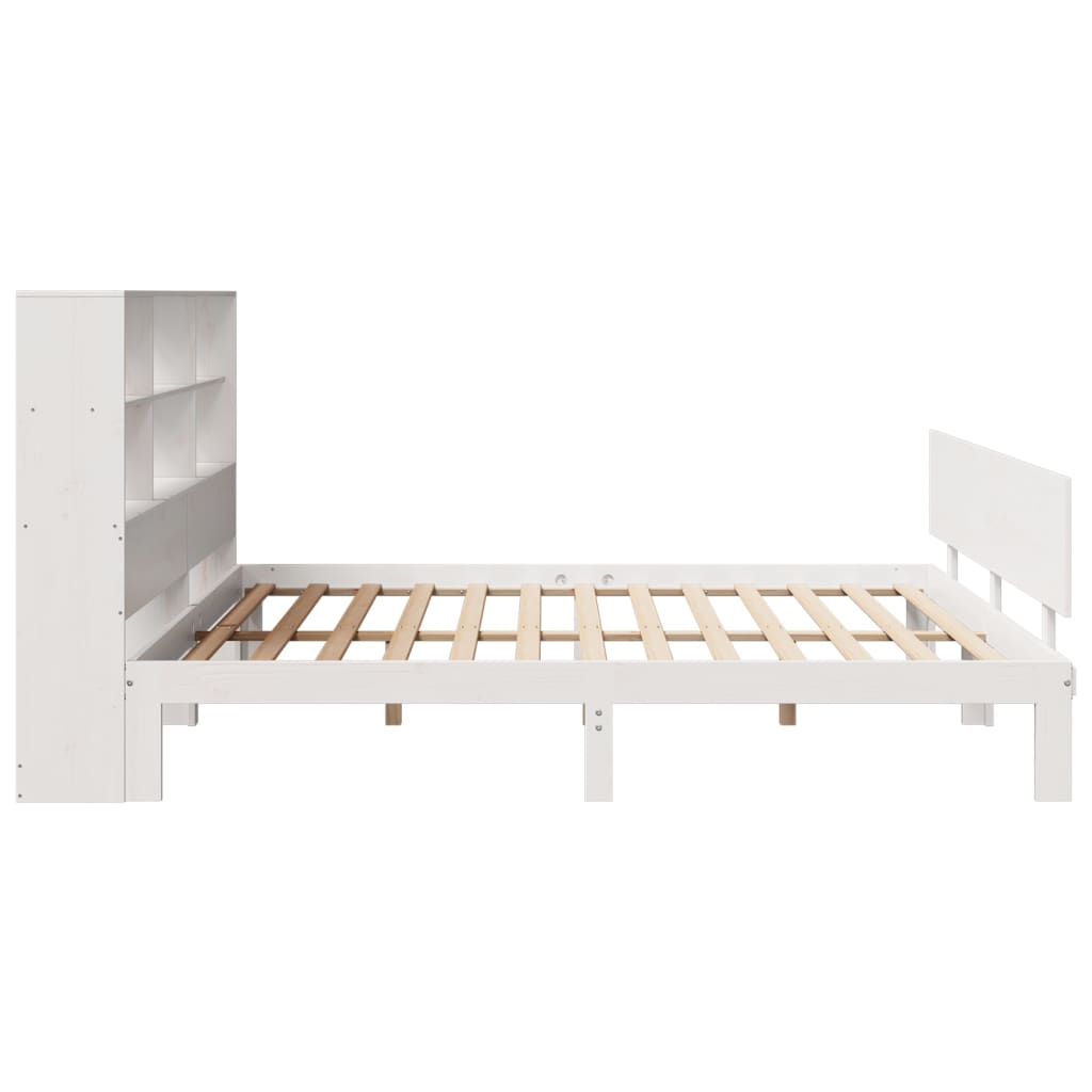 Lit bibliothèque sans matelas blanc 180x200 cm bois pin massif