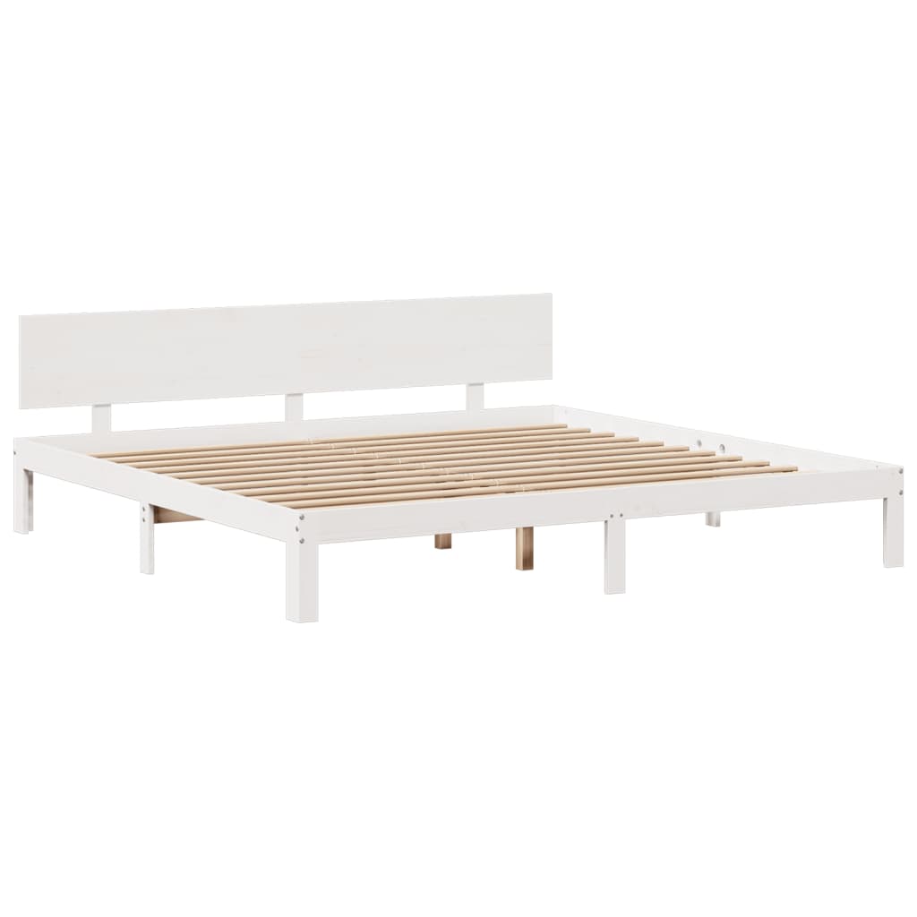 Lit bibliothèque sans matelas blanc 180x200 cm bois pin massif