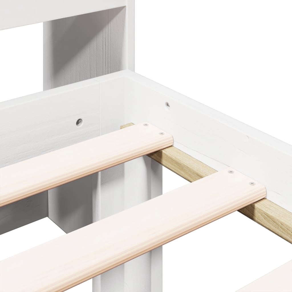 Lit bibliothèque sans matelas blanc 90x190cm bois de pin massif - XIOS