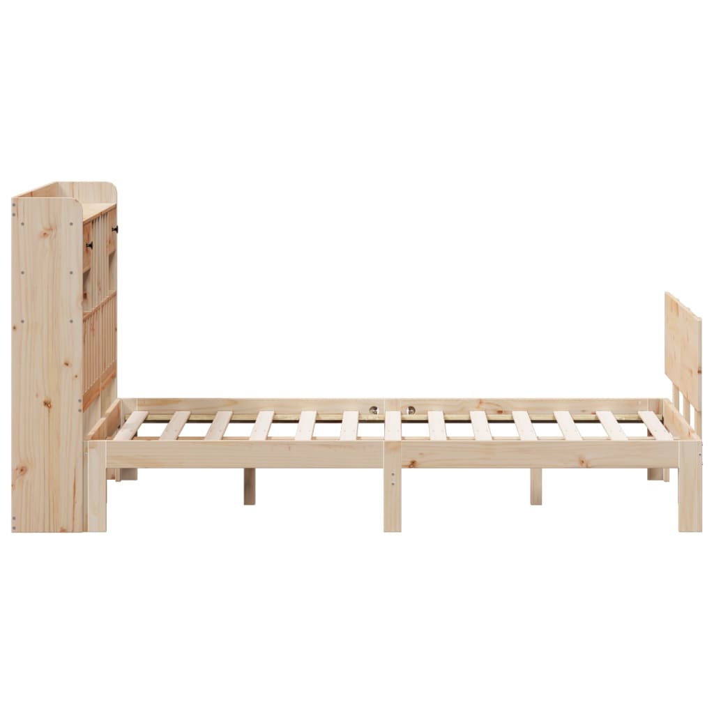 Lit bibliothèque sans matelas 135x190 cm bois de pin massif - XIOS