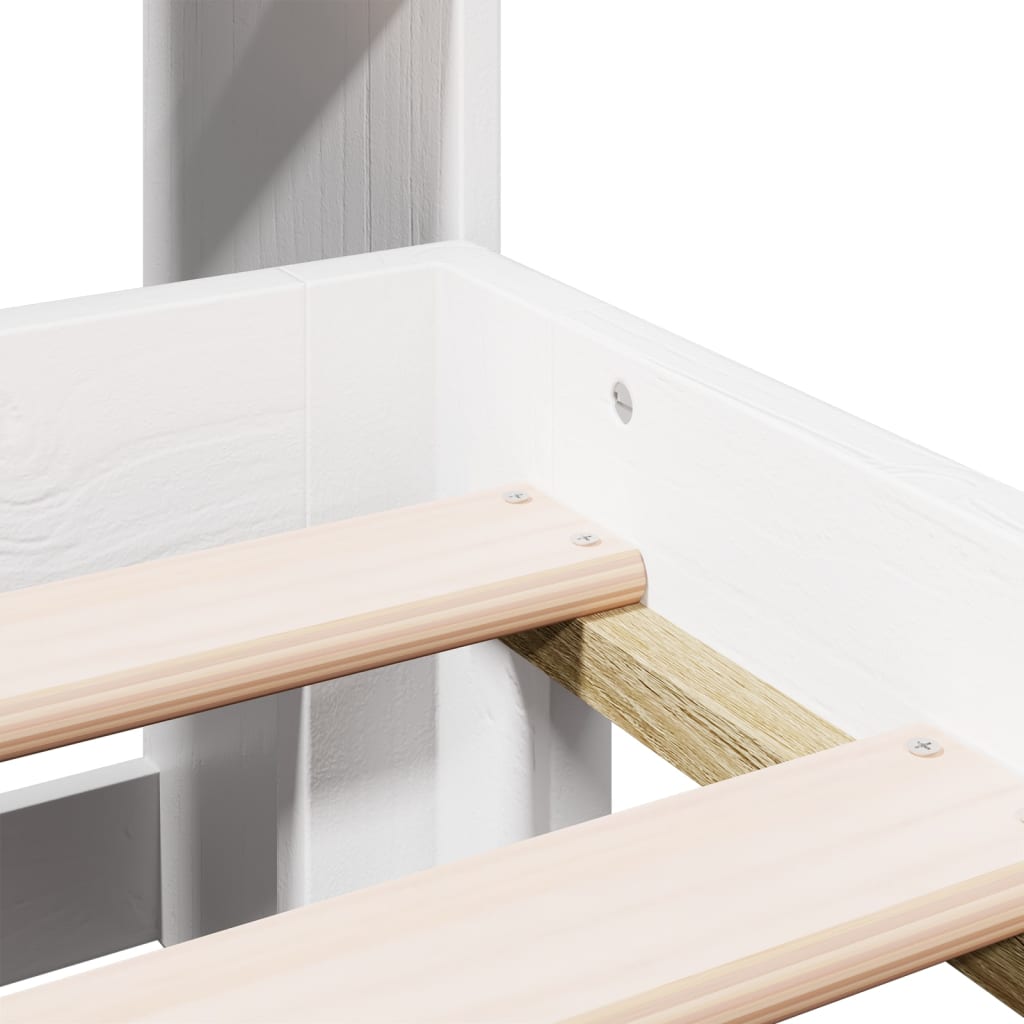 Lit bibliothèque sans matelas blanc 135x190 cm bois pin massif