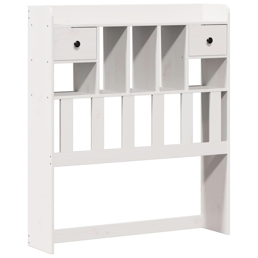 Lit bibliothèque sans matelas blanc 90x200cm bois de pin massif - XIOS